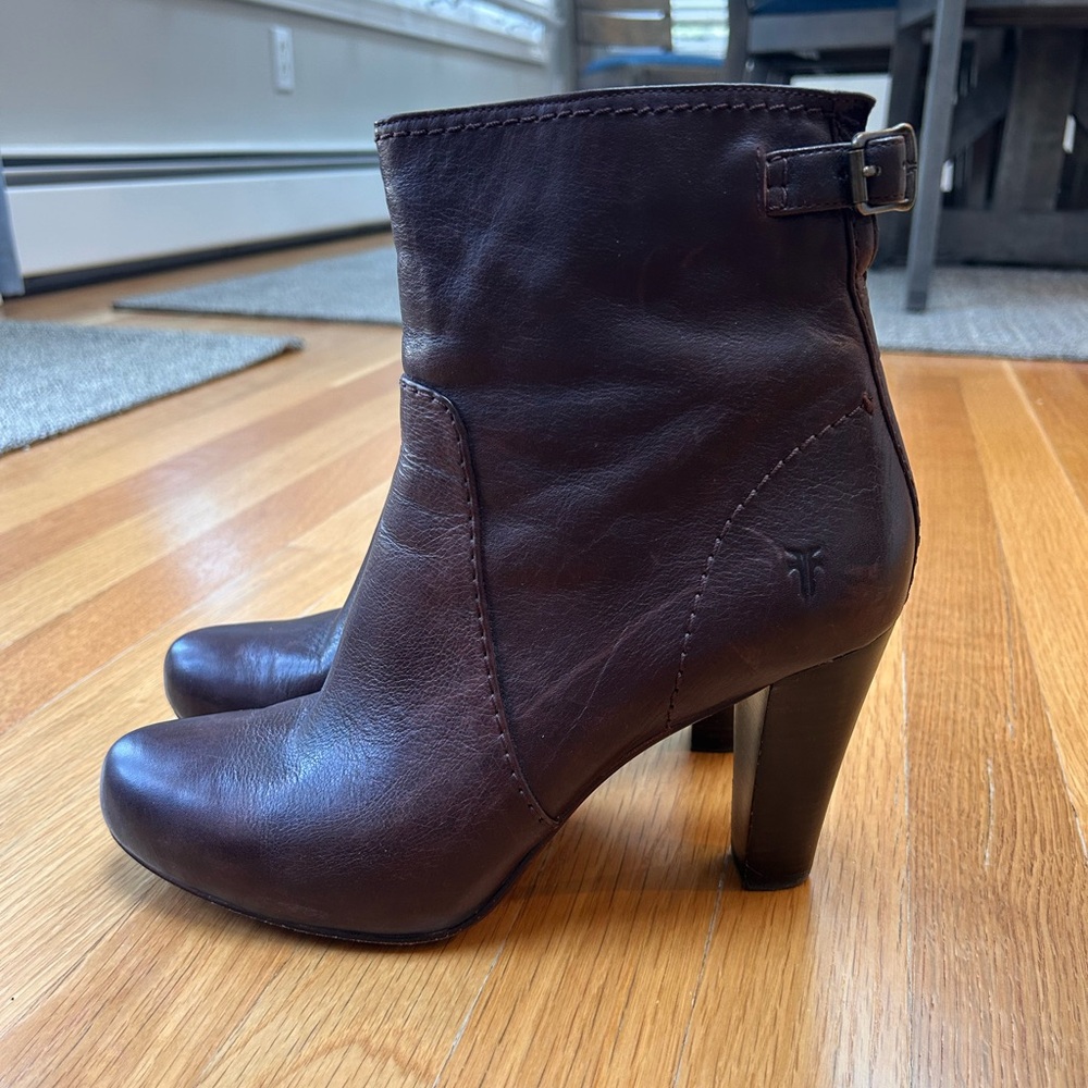 Frye Dark Brown Heeled Leather Boots